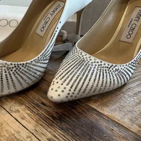 Jimmy Choo Romy Ivory Shooting Crystals on Satin - Picture 4 of 12